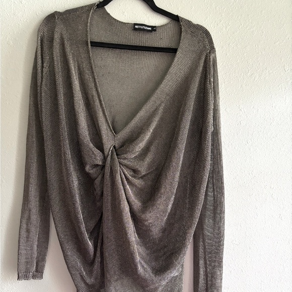 PrettyLittleThing Silver Mesh Top - Picture 1 of 6